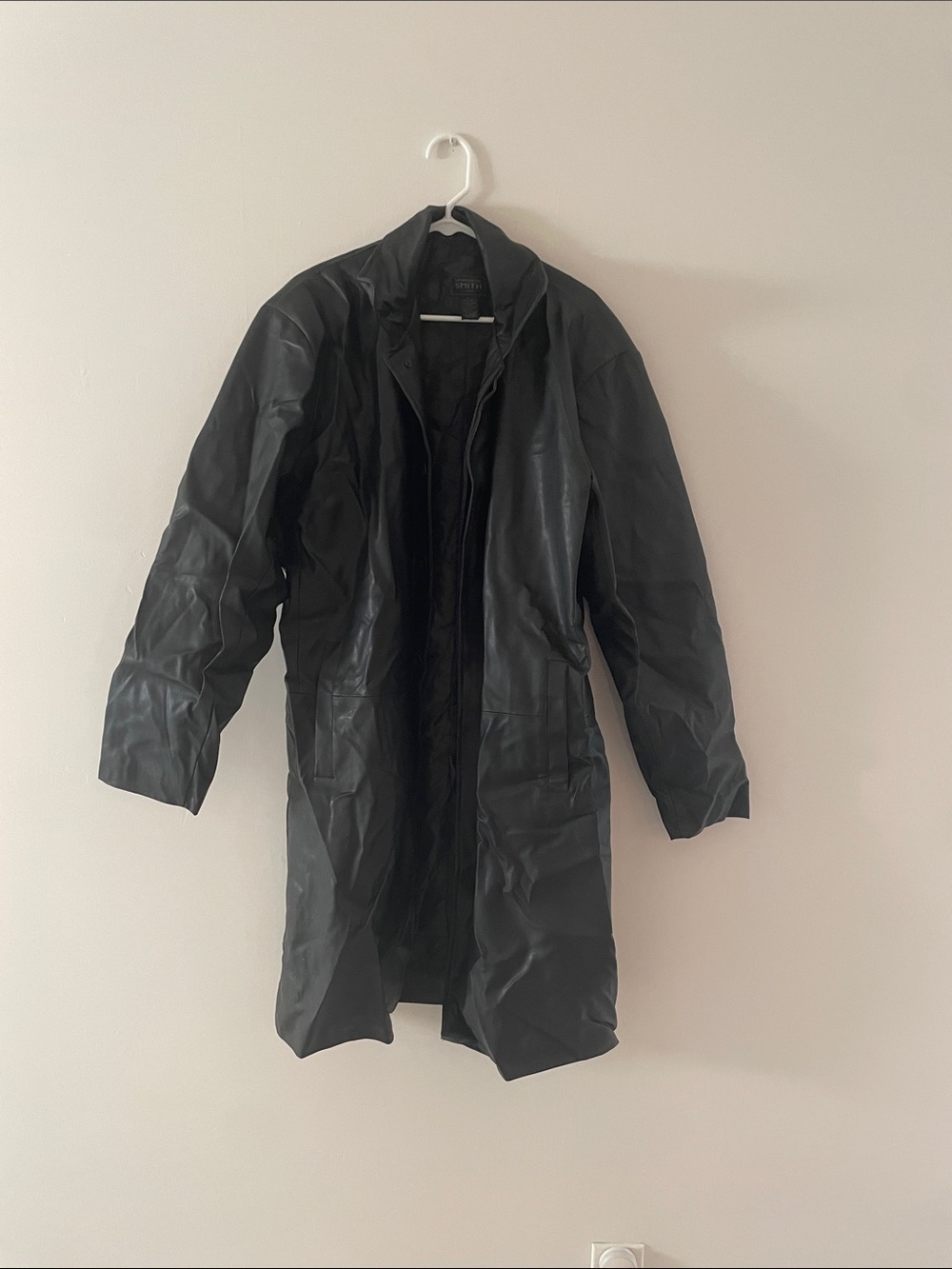 Whispering Smith London Black Faux Leather Coat - Quilted Lining